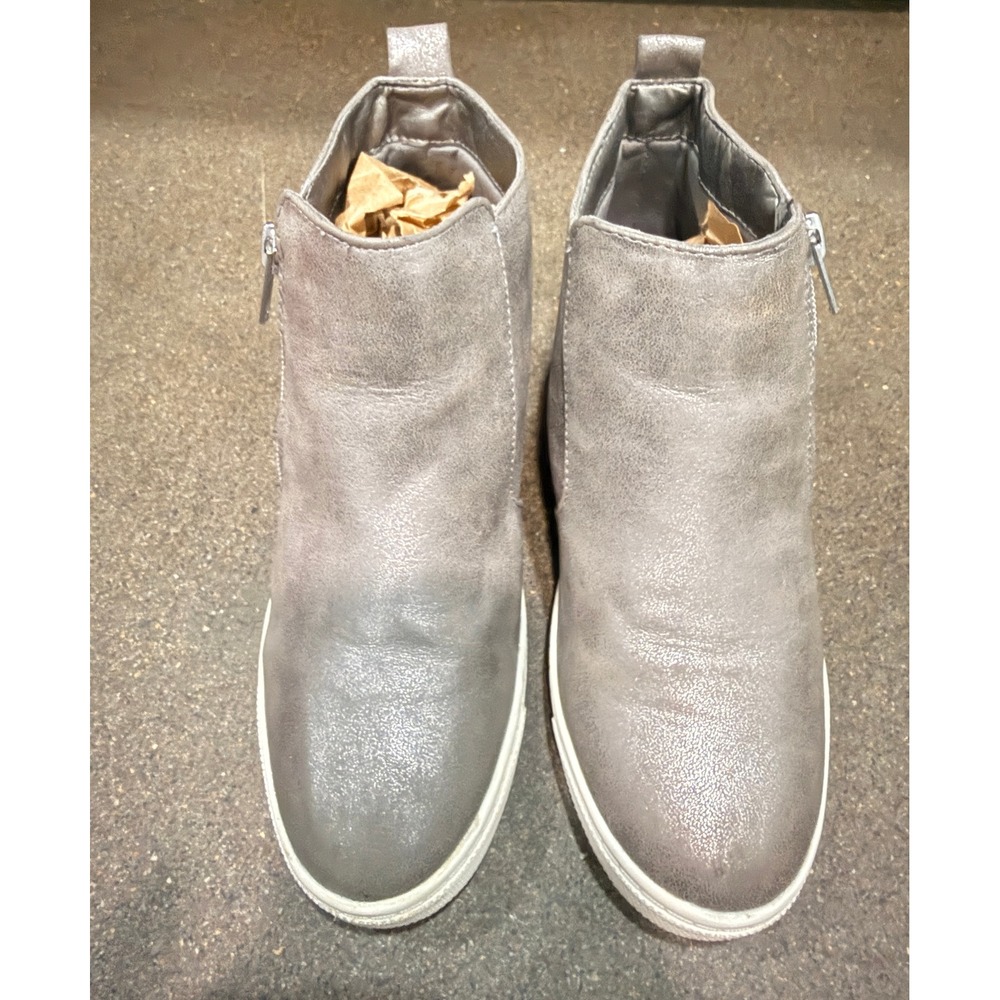 Wonder Nation Girls Metallic Silver Grey Hidden Wedge Sneaker Boots Size 3 - Picture 5 of 7